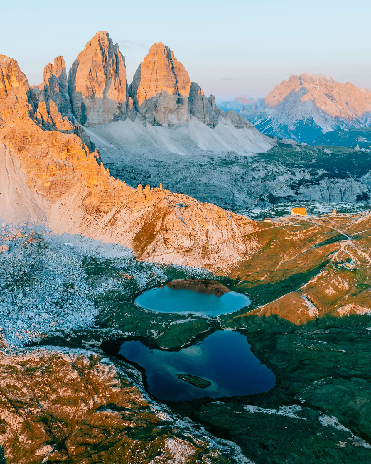 Tre Cime di Lavaredo at sunrise.