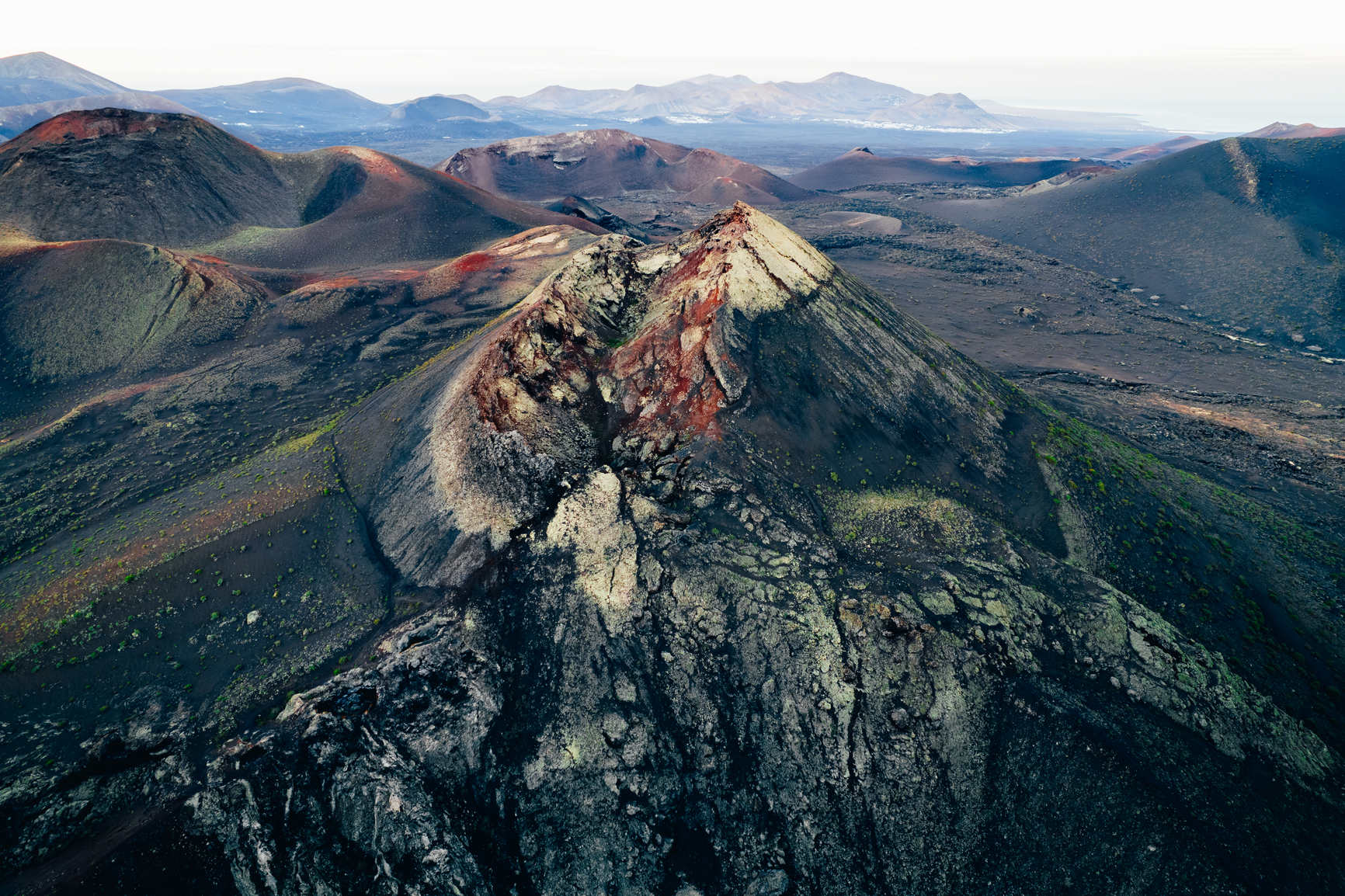 Volcanic crater in Lanzarote from a drone