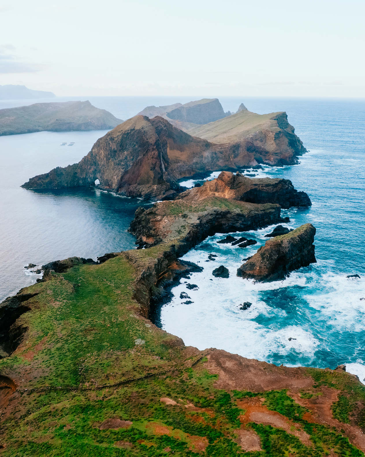 Dramatic coastline at Madeira at sunrise